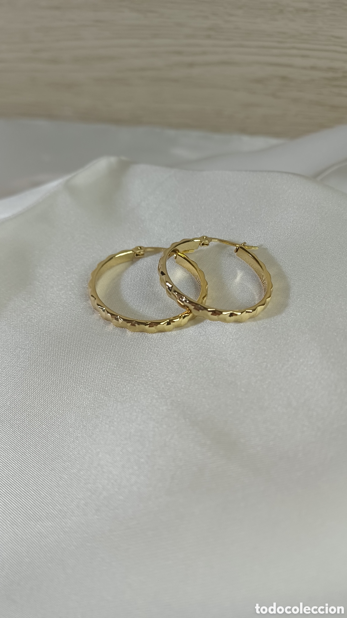Joyeria: Pendientes Aro Retro Chapado Oro 18 k 3 cm