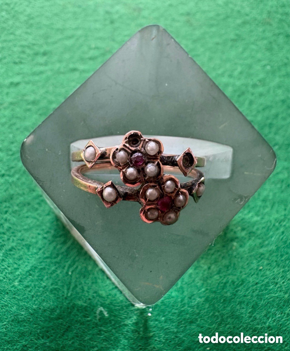 Joyeria: Anillo oro 14k para reparar con perlas y rub&iacute;es