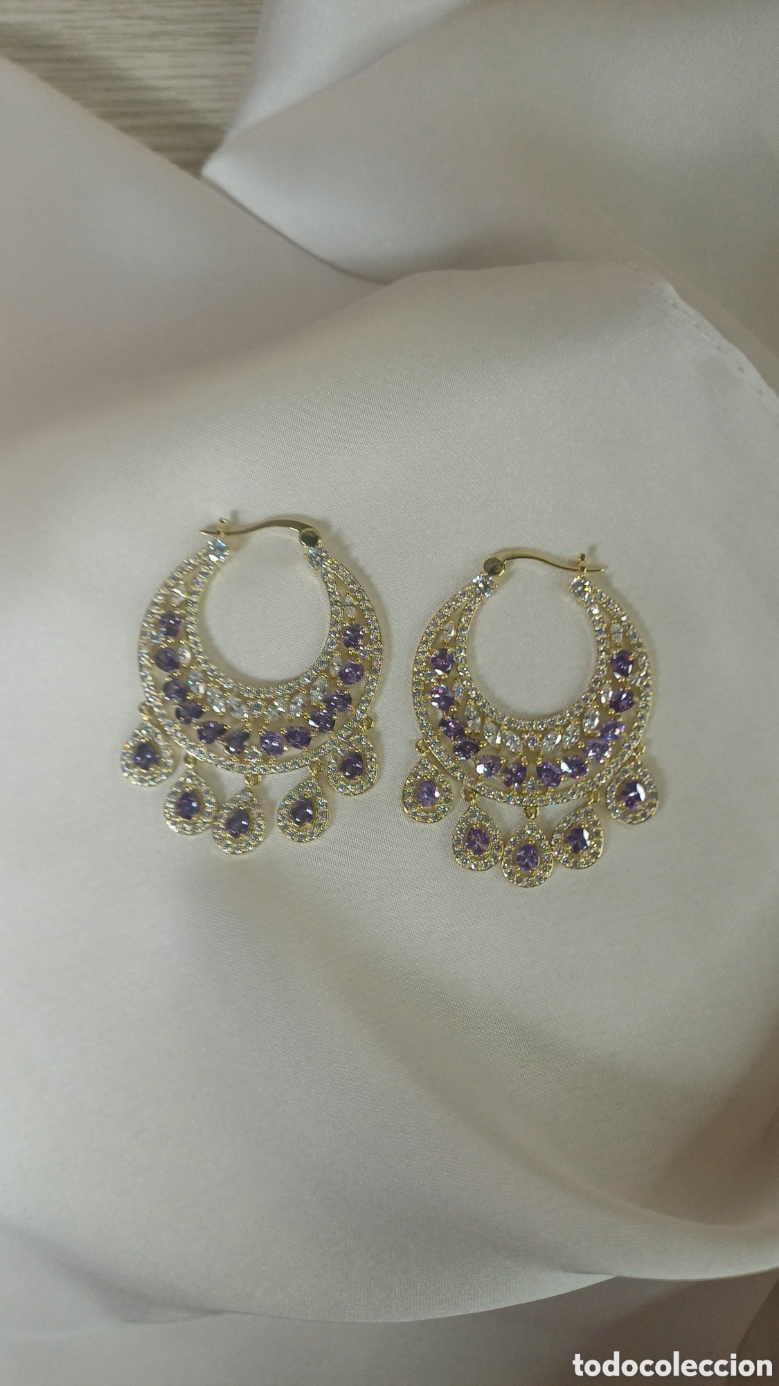 Joyeria: PRECIOSOS PENDIENTES CHAPADOS ORO ESTILO ALMORAVIDE CIRCONITAS