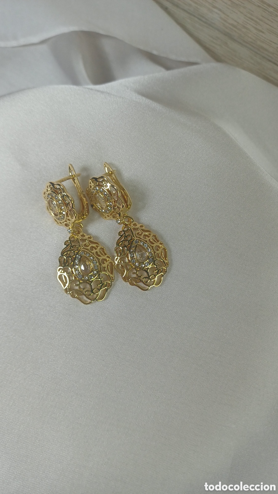 Joyeria: PENDIENTES RETRO CHAPADO EN ORO FILIGRANA - Foto 2