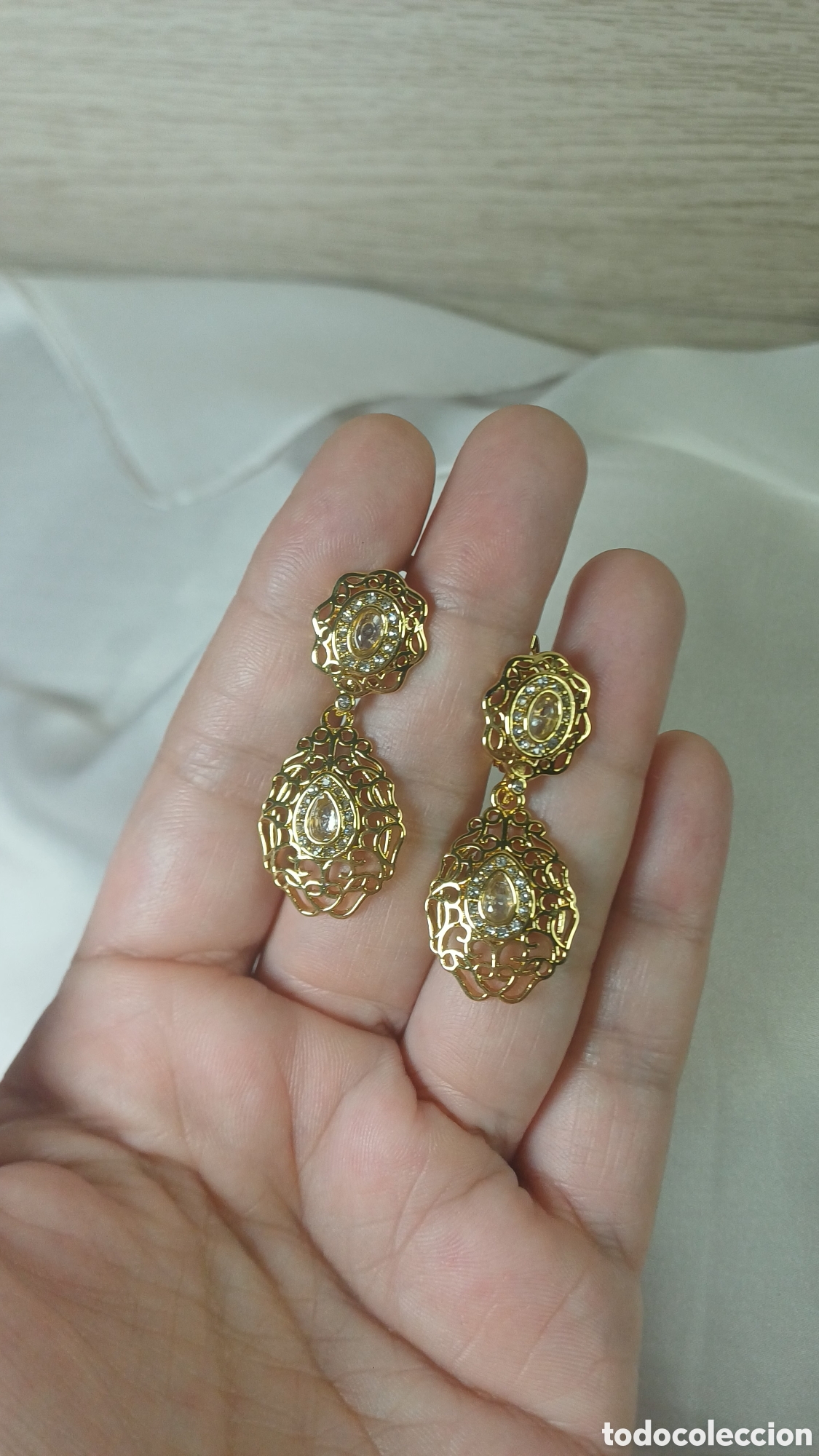 Joyeria: PENDIENTES RETRO CHAPADO EN ORO FILIGRANA - Foto 3