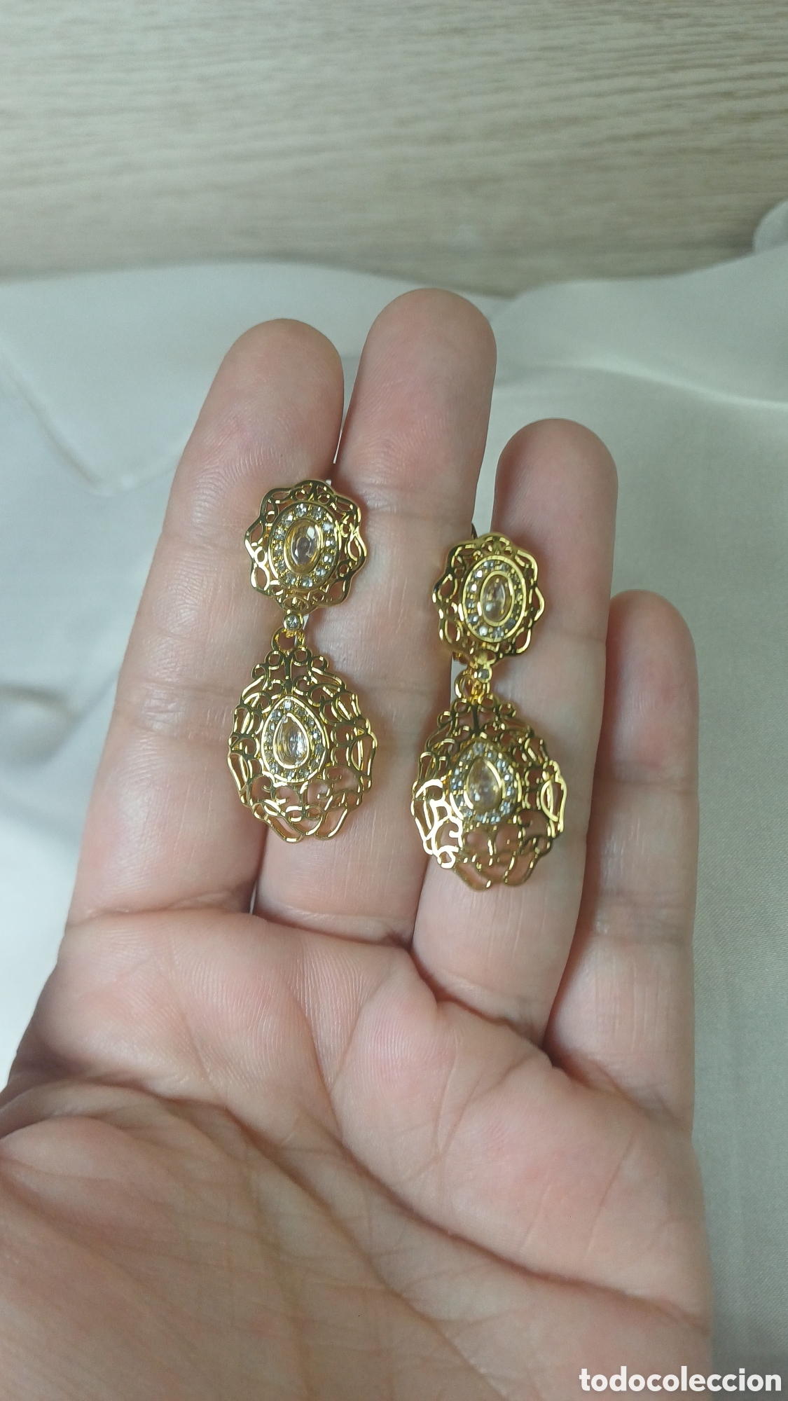 Joyeria: PENDIENTES RETRO CHAPADO EN ORO FILIGRANA - Foto 4
