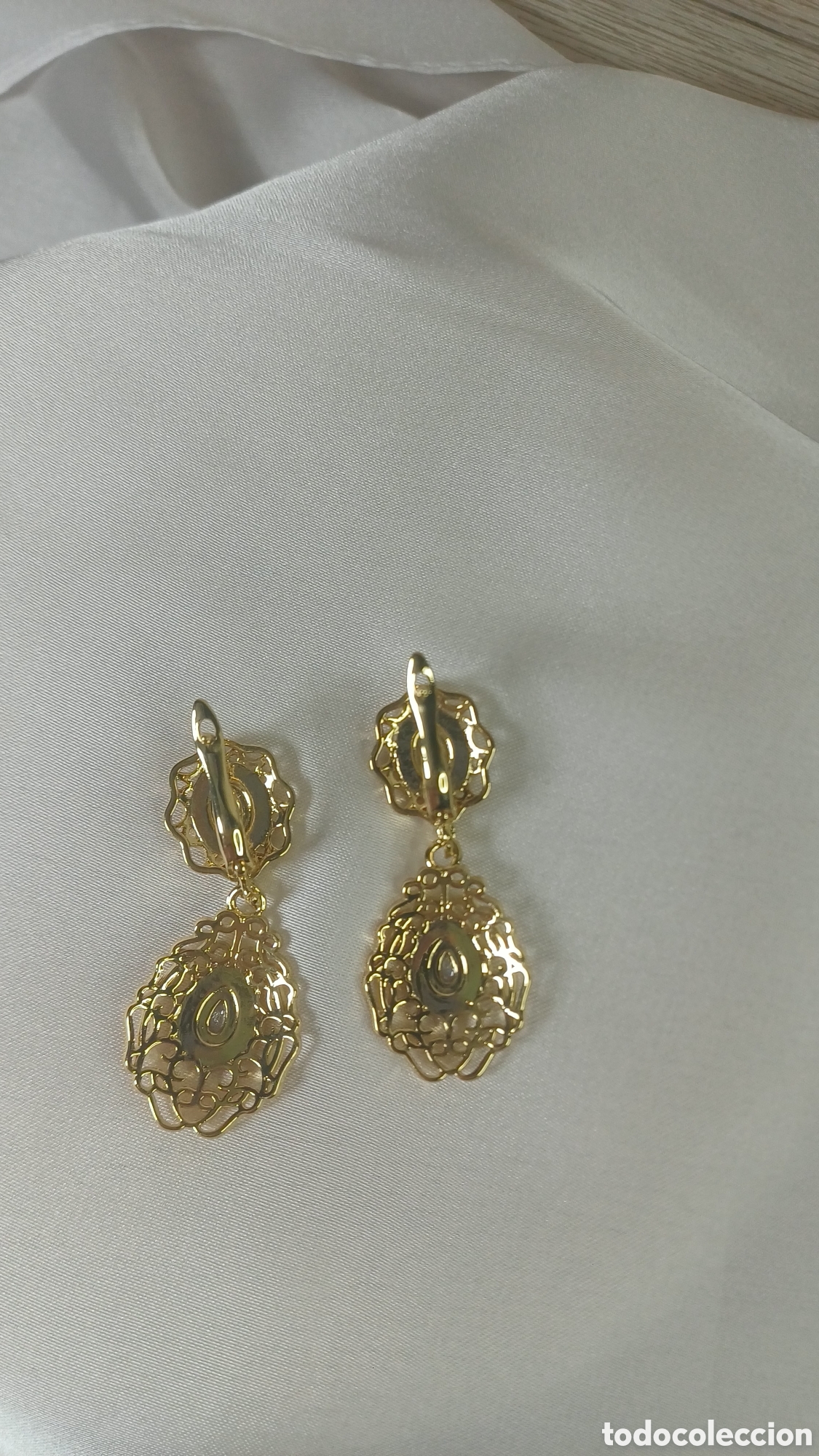 Joyeria: PENDIENTES RETRO CHAPADO EN ORO FILIGRANA - Foto 5