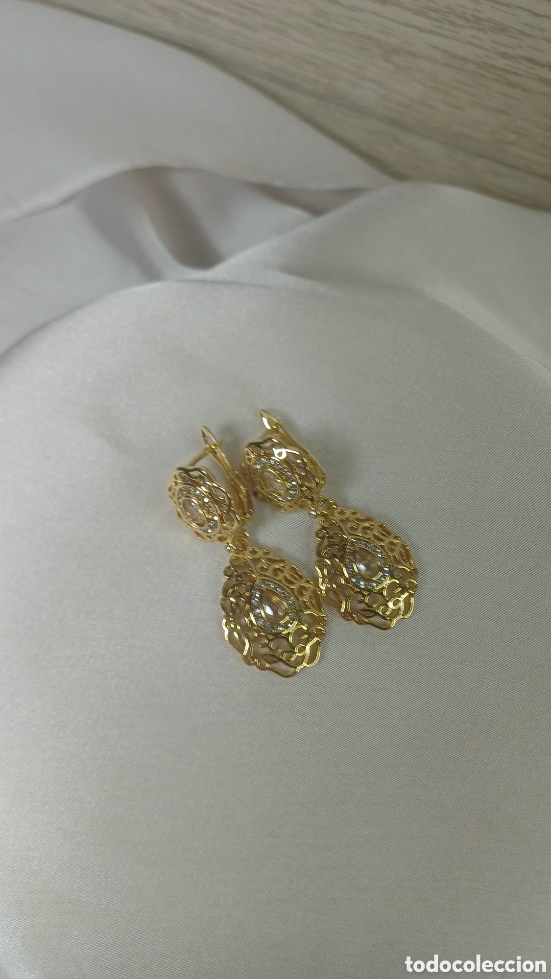Joyeria: PENDIENTES RETRO CHAPADO EN ORO FILIGRANA
