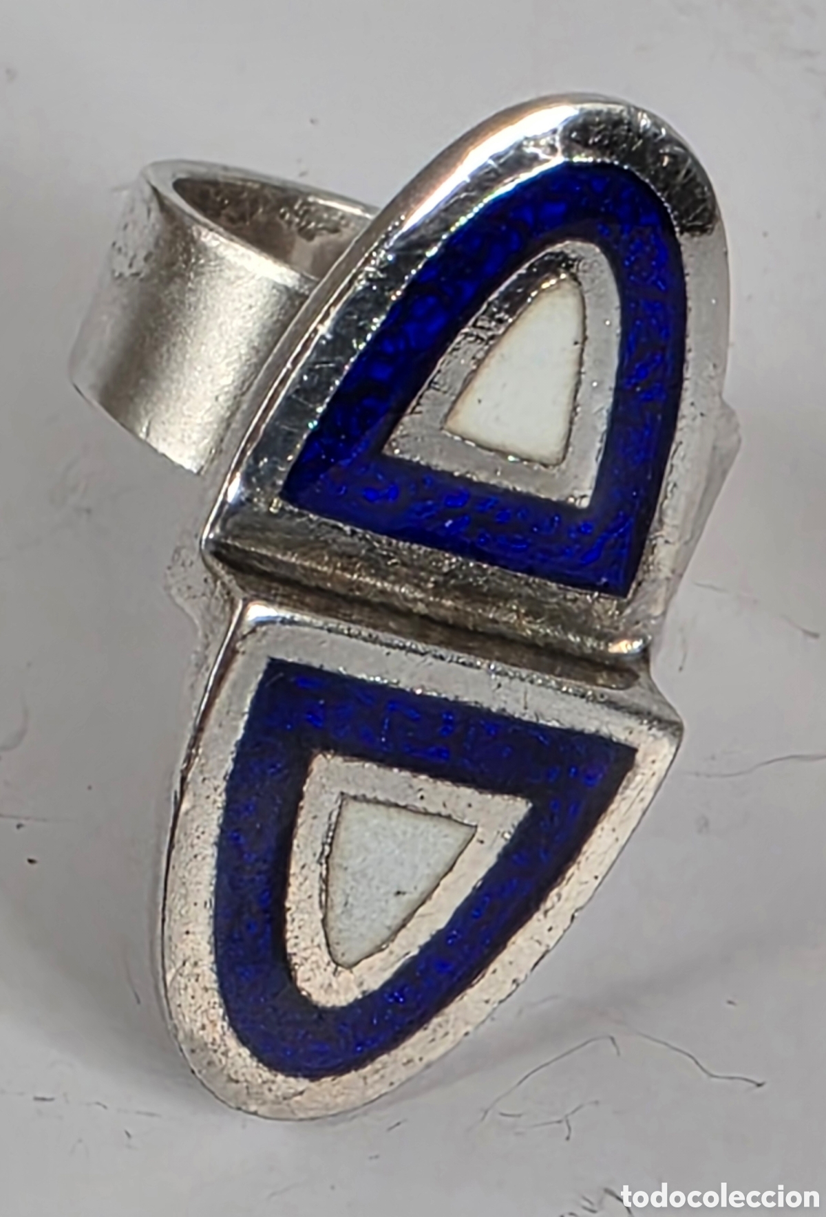 Schmuck: Anillo Plata y Esmalte Azul - Con Contrastes - Dise&ntilde;o Joyer&iacute;a Vintage