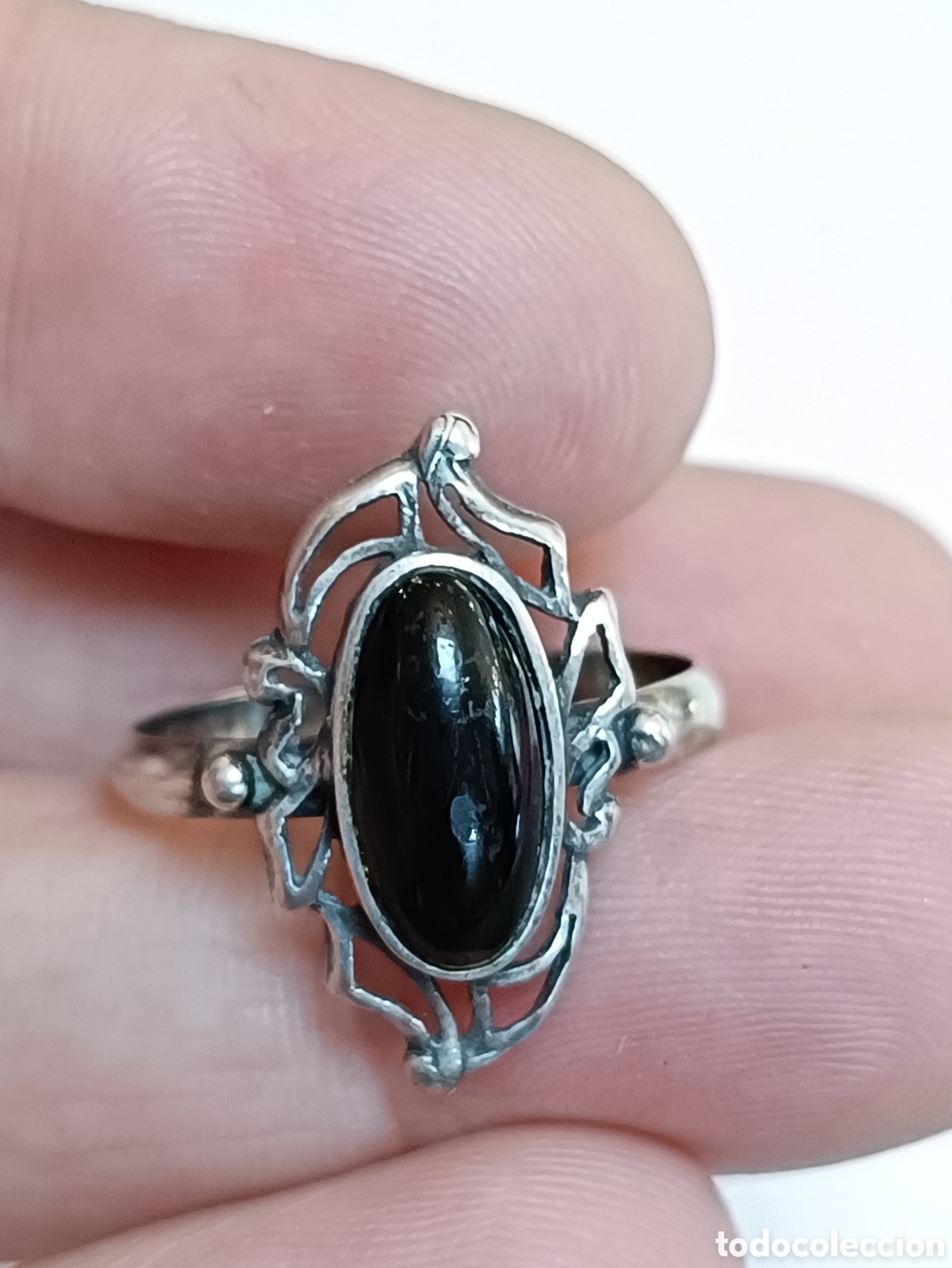 Joyeria: ANTIGUO ANILLO ELABORADO EN PLATA Y AZABACHE - Foto 7
