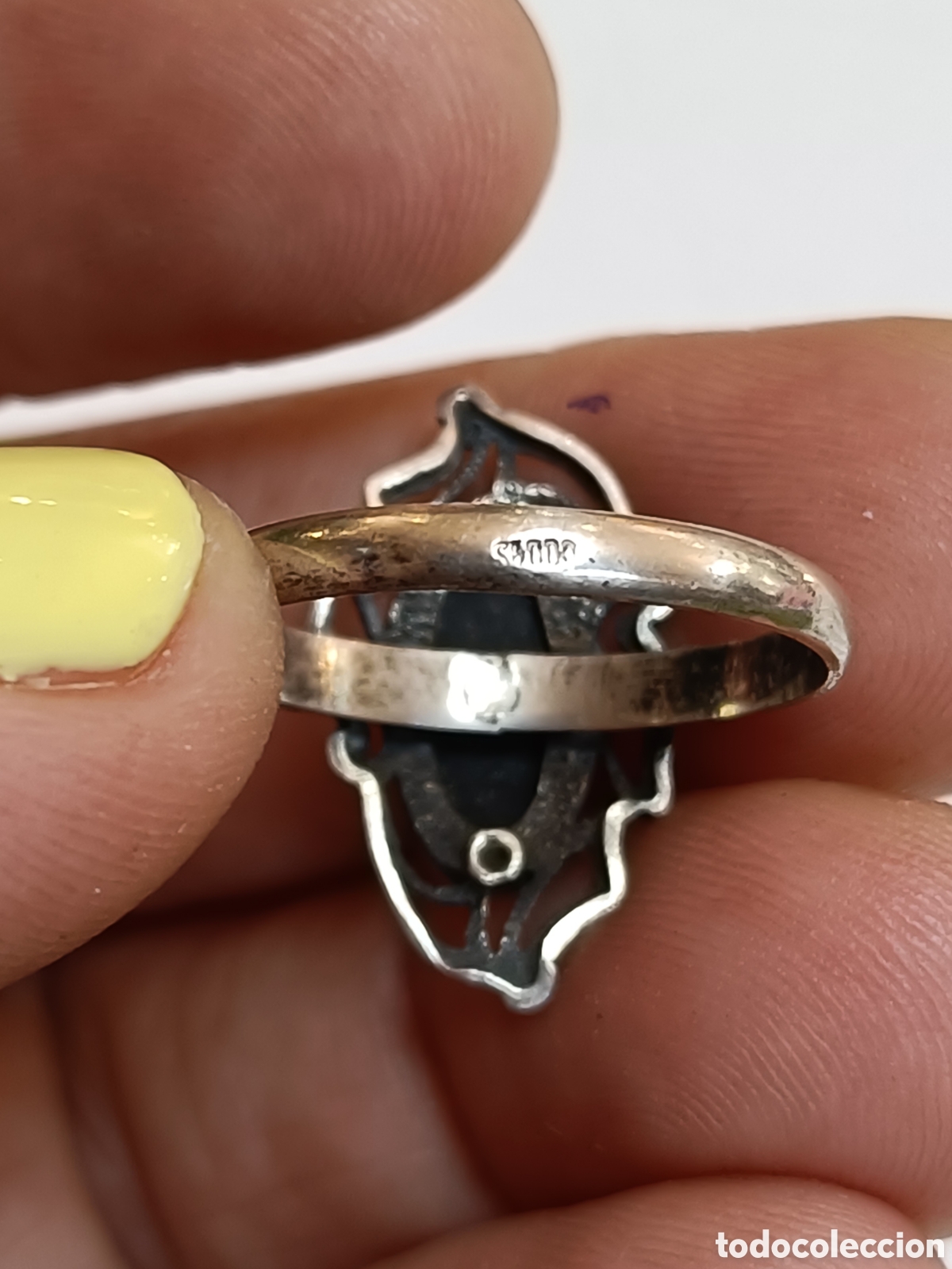 Joyeria: ANTIGUO ANILLO ELABORADO EN PLATA Y AZABACHE - Foto 8