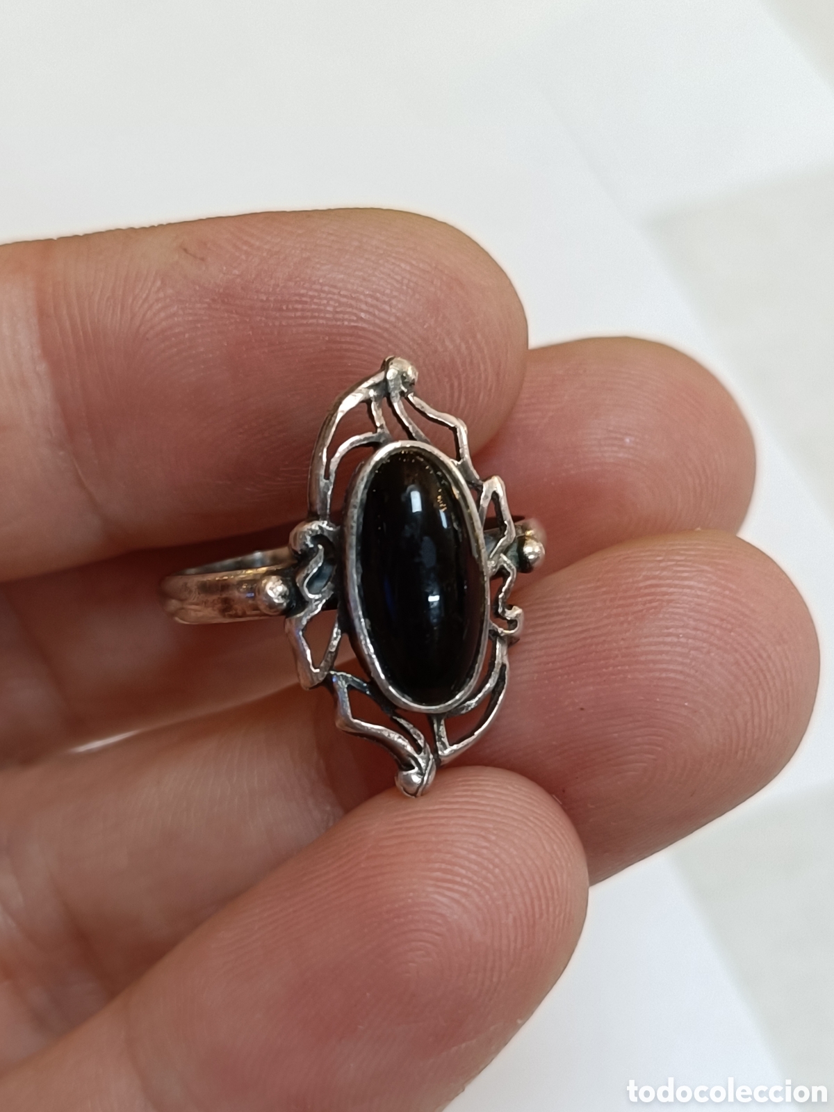 Joyeria: ANTIGUO ANILLO ELABORADO EN PLATA Y AZABACHE - Foto 10