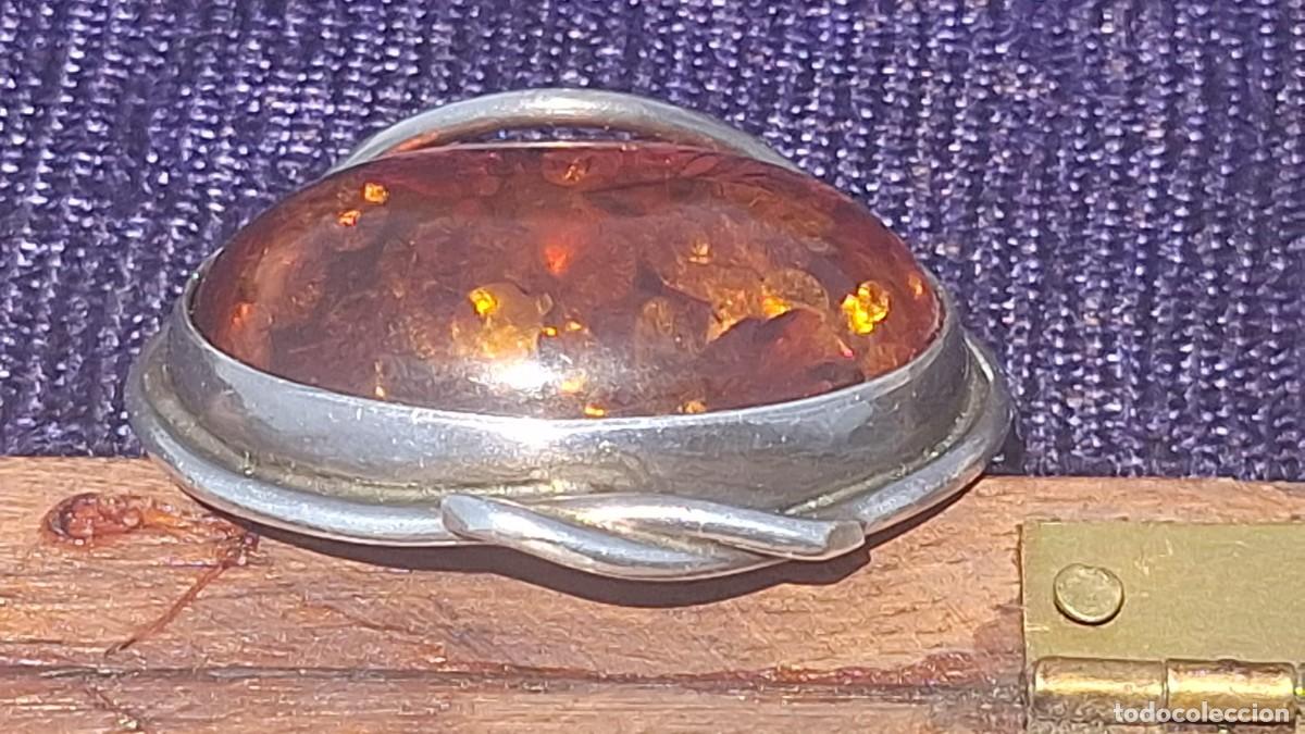 Joyeria: Antiguo Broche de Plata de Ley 925 y Ambar - Foto 3