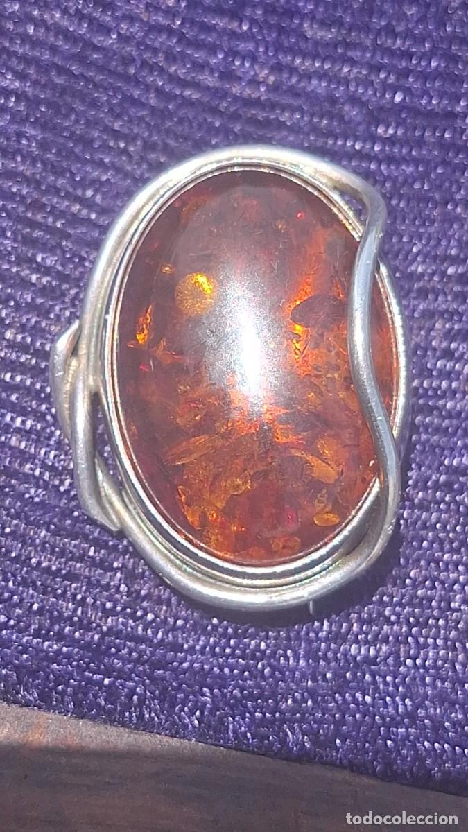 Joyeria: Antiguo Broche de Plata de Ley 925 y Ambar - Foto 4