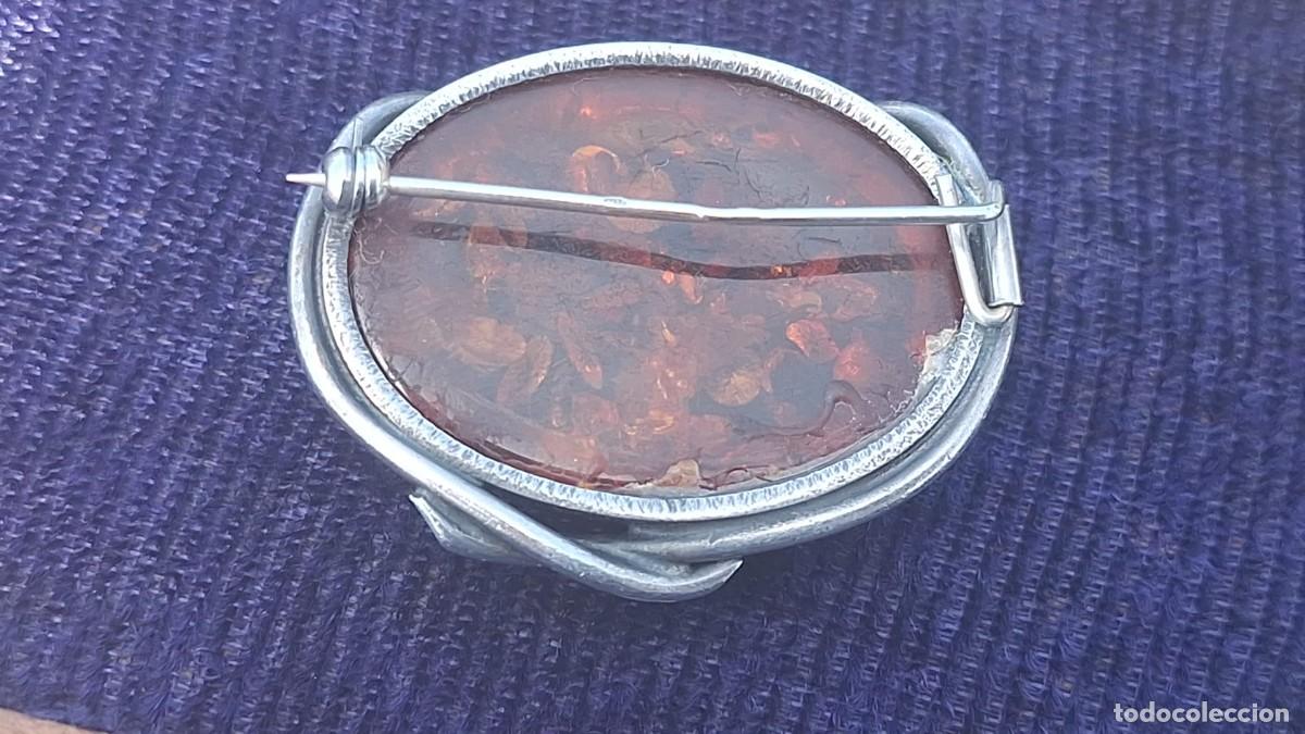 Joyeria: Antiguo Broche de Plata de Ley 925 y Ambar - Foto 5