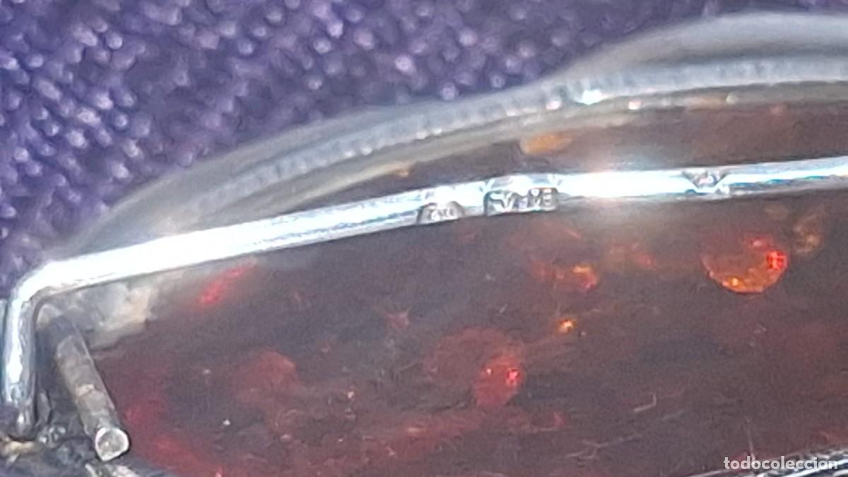Joyeria: Antiguo Broche de Plata de Ley 925 y Ambar - Foto 7