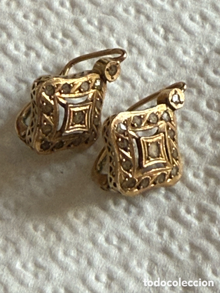 Joyeria: Preciosos pendientes antiguos oro de 18 klts