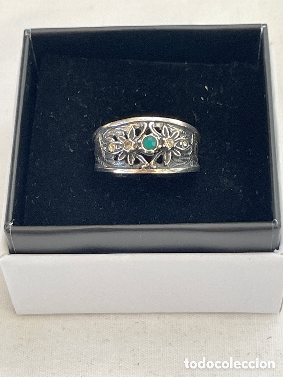 Joyeria: Anillo de plata, esmeralda y topacio blanco - Foto 2
