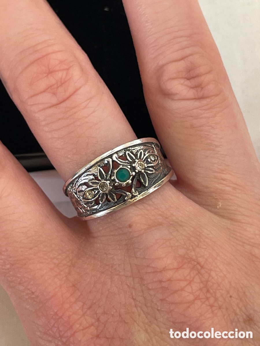 Joyeria: Anillo de plata, esmeralda y topacio blanco - Foto 5