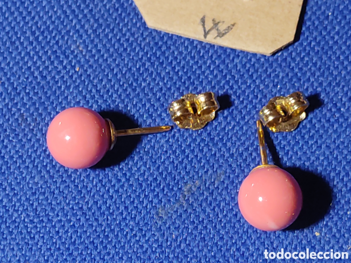 Joyeria: Pendientes vintage con bola rosa.*W* - Foto 2