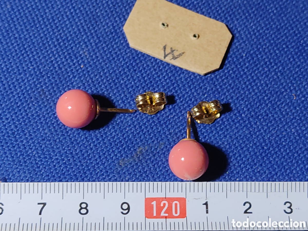 Joyeria: Pendientes vintage con bola rosa.*W* - Foto 3