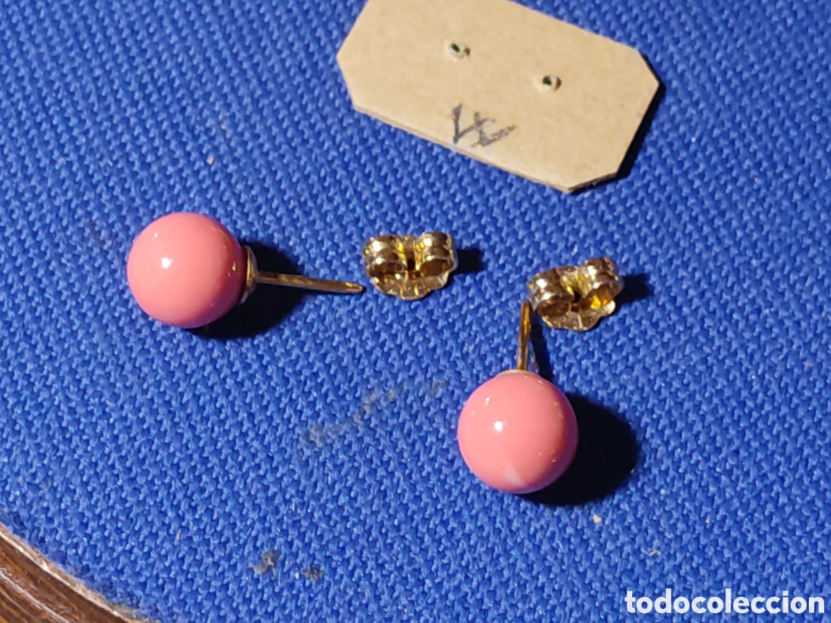 Joyeria: Pendientes vintage con bola rosa.*W* - Foto 1