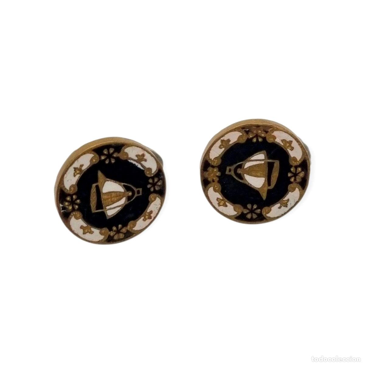 Schmuck: Gemelos antiguos esmaltados con emblema y marcados C&C&ordm;, Europa circa 1890-1920