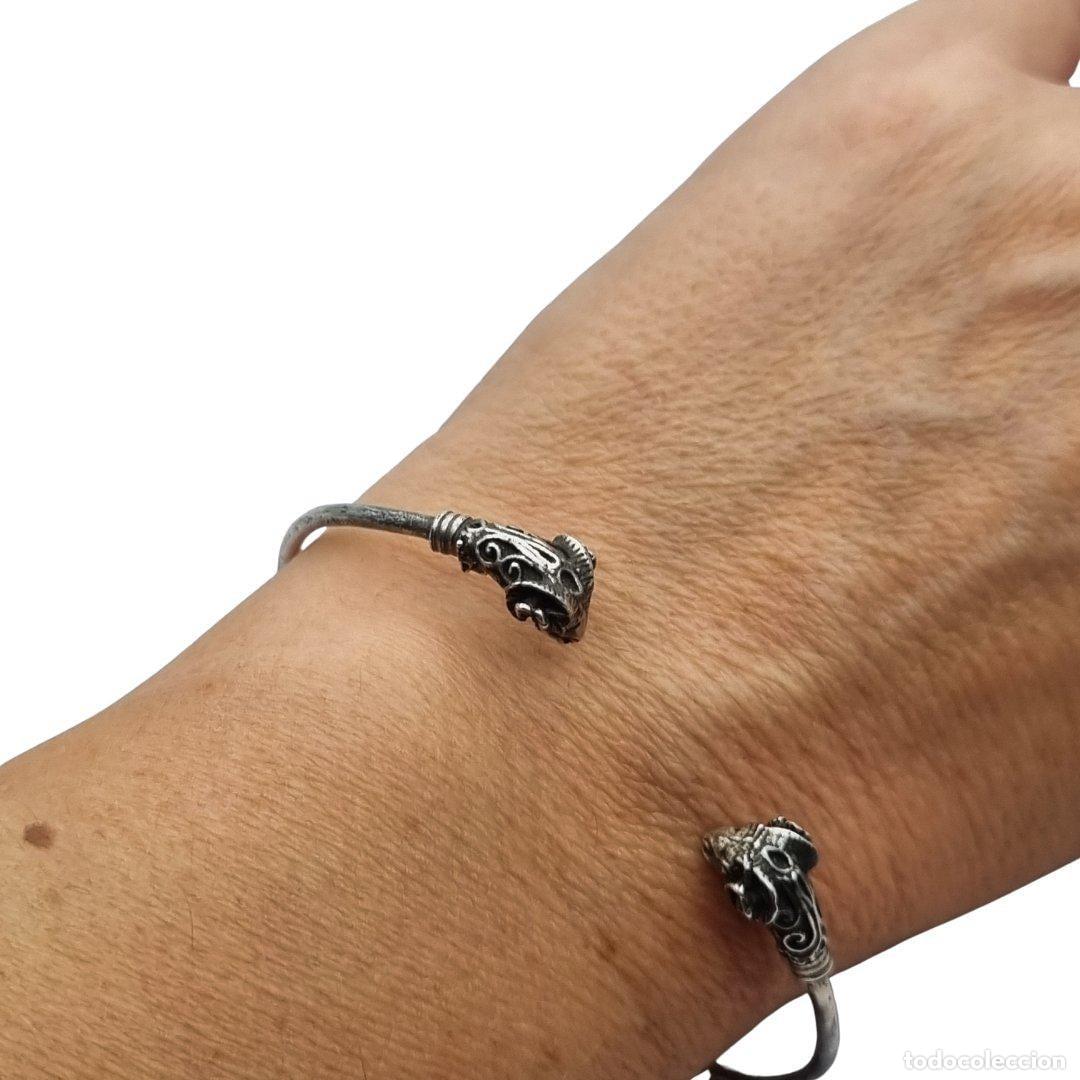Schmuck: Brazalete vintage boho plata 925 M&eacute;xico cabezas de carnero ajustable a&ntilde;os 80