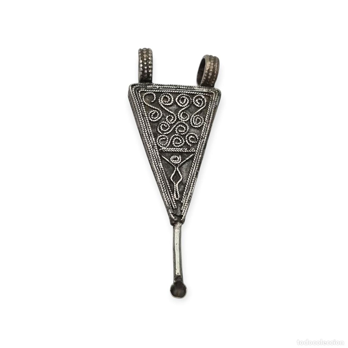 Joyeria: Colgante amuleto cuchara boho-&eacute;tnico de plata, limpieza de o&iacute;dos et&iacute;ope, hecho a mano.