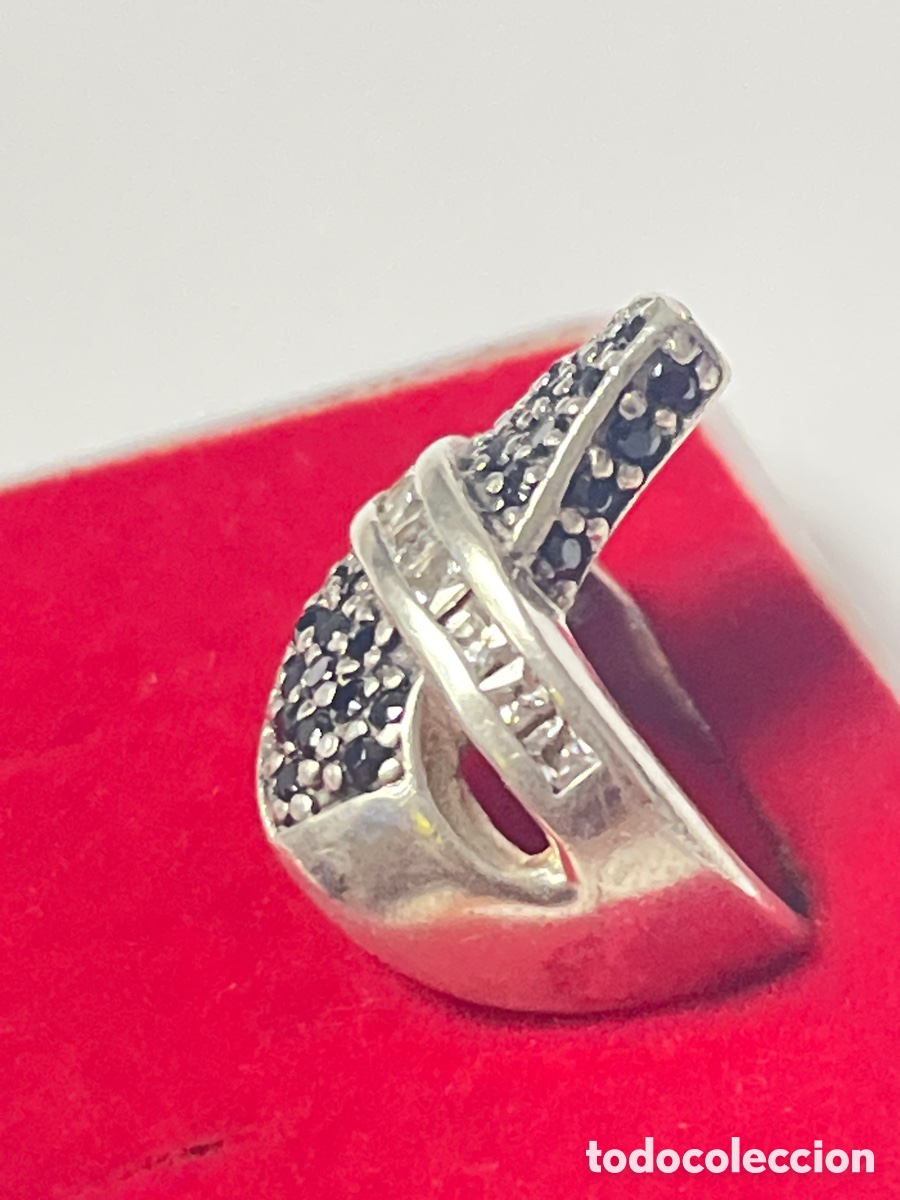 Joyeria: Anillo de plata con circonitas negras y blancas /S489 - Foto 2
