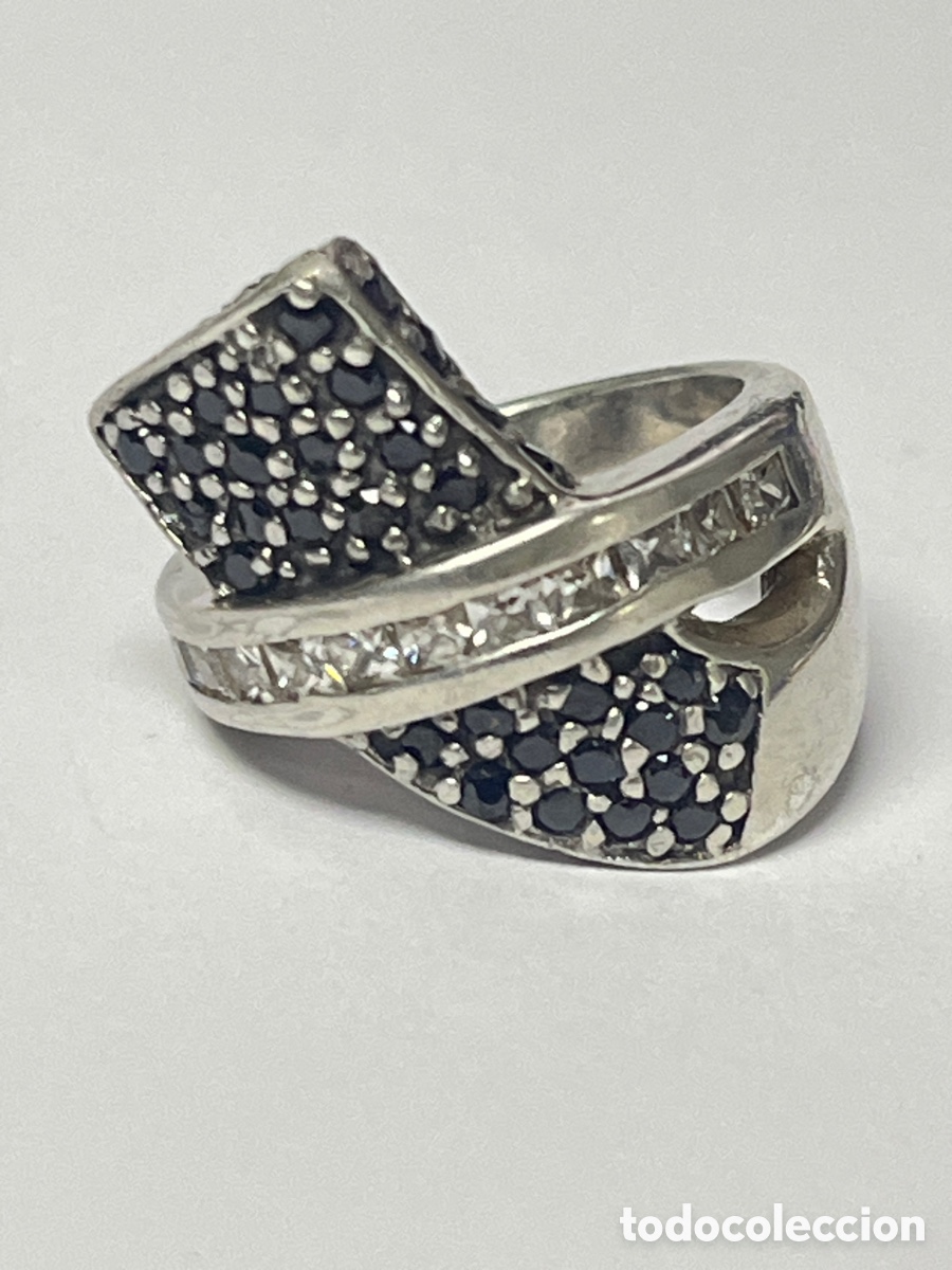 Joyeria: Anillo de plata con circonitas negras y blancas /S489 - Foto 4