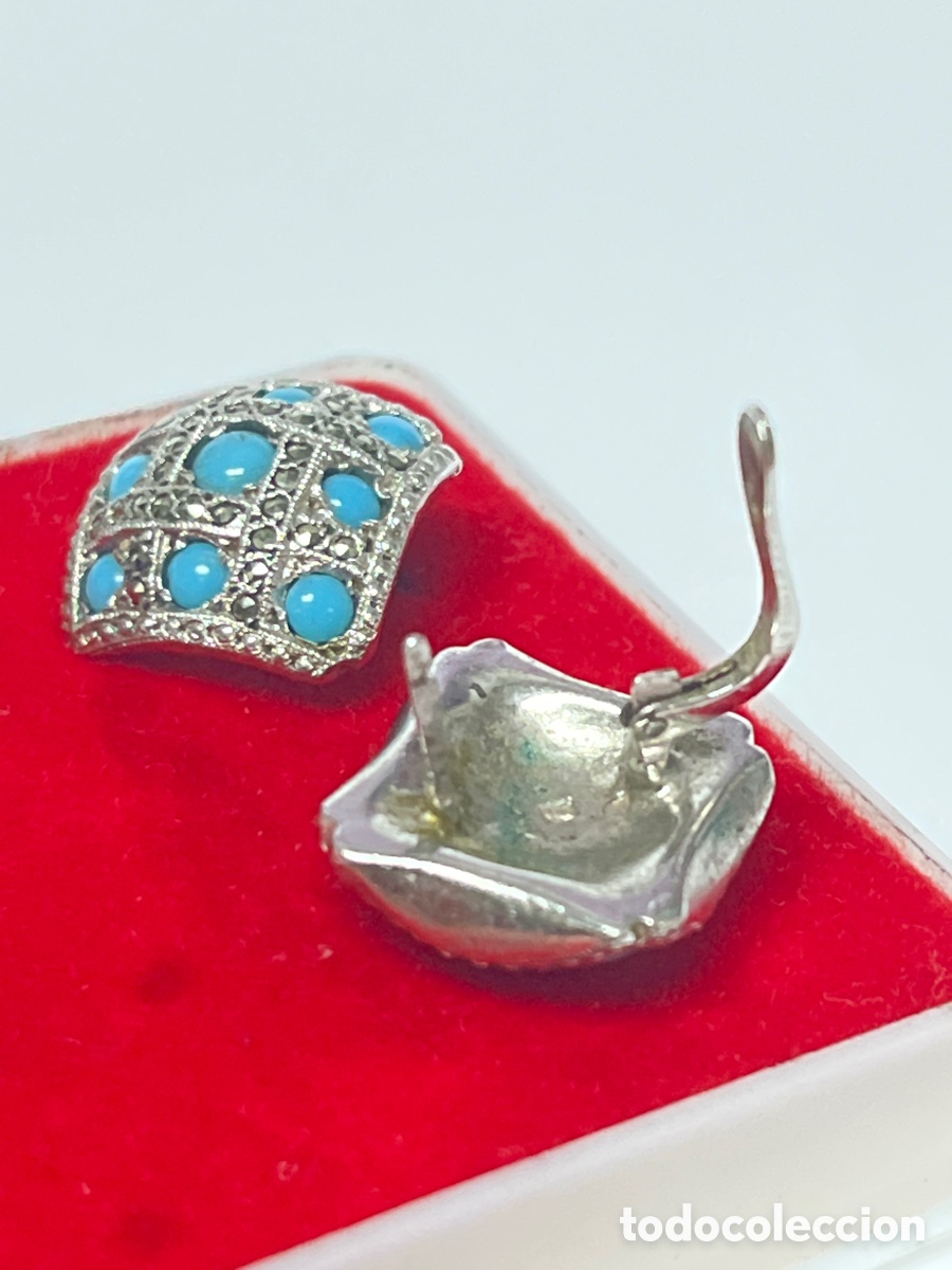 Joyeria: Pendientes de plata marquesitas y turquesa reconstituida /P484 - Foto 3