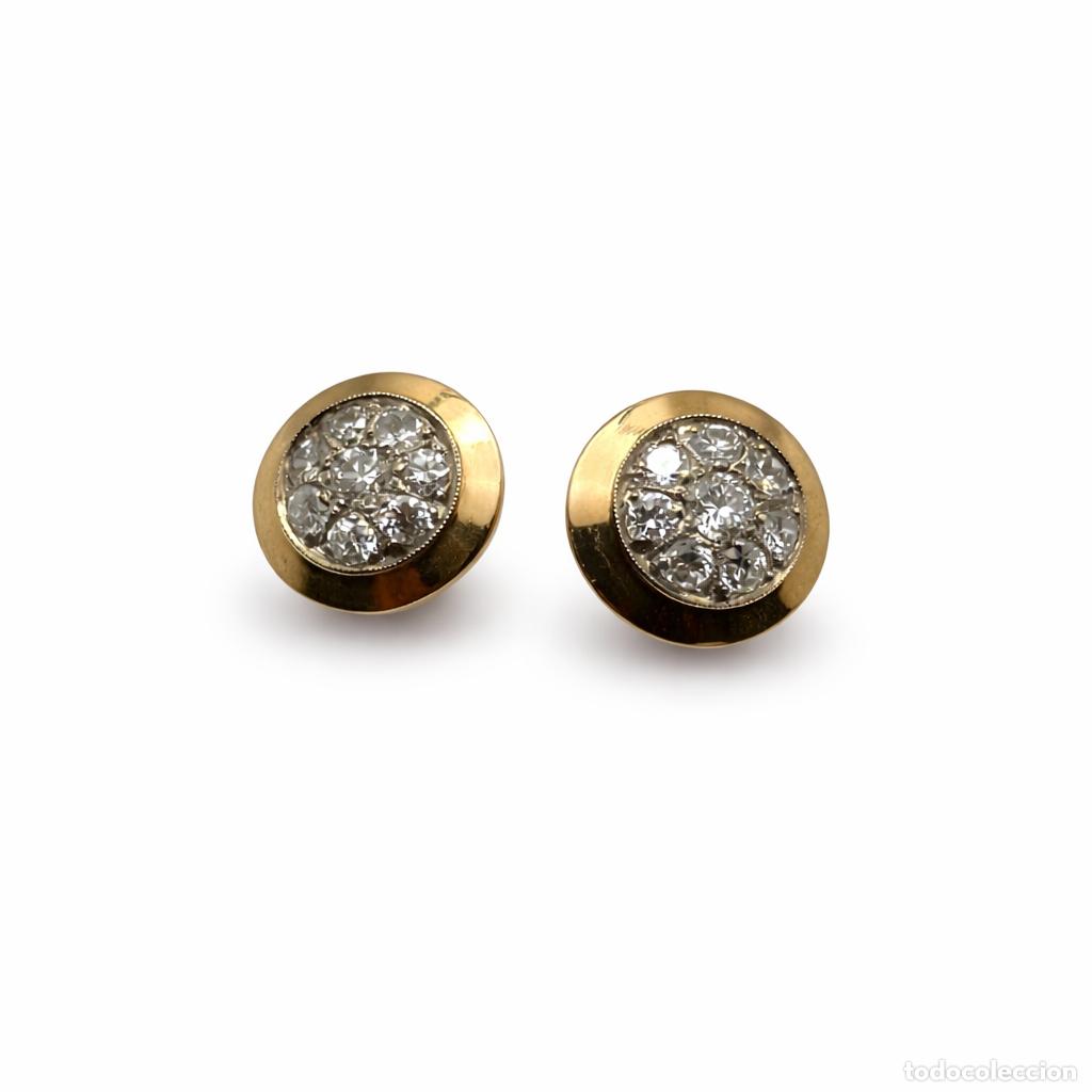 Joyeria: Pendientes Oro Amarillo y Diamantes Dise&ntilde;o Roseta &ndash; Cierre Mariposa