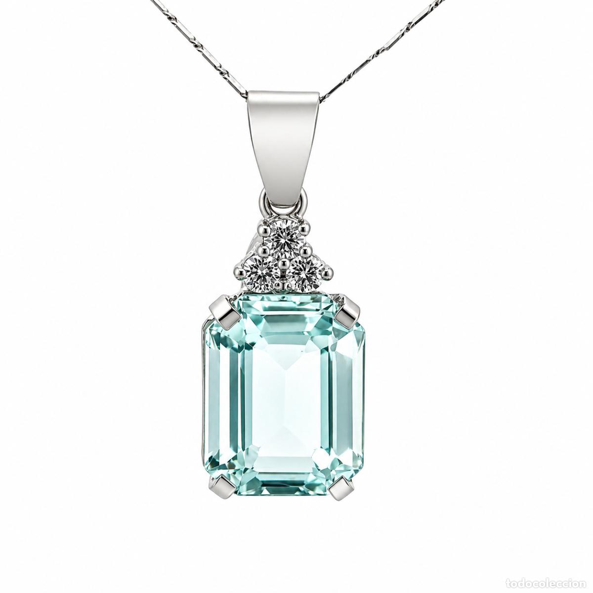 Joyeria: Brillo del Oc&eacute;ano - Colgante Exclusivo de Aguamarina y Diamantes