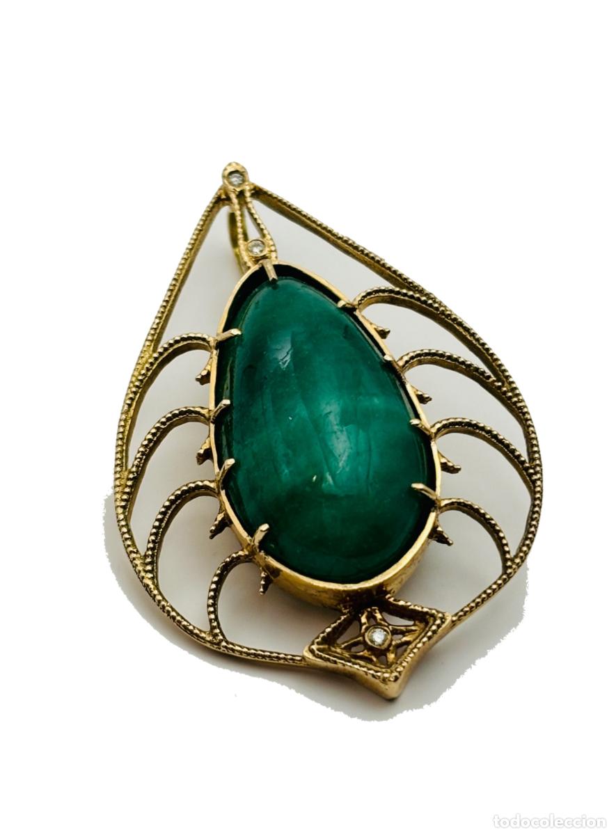 Joyeria: Colgante de Oro Amarillo con Esmeralda Colombiana y Diamante