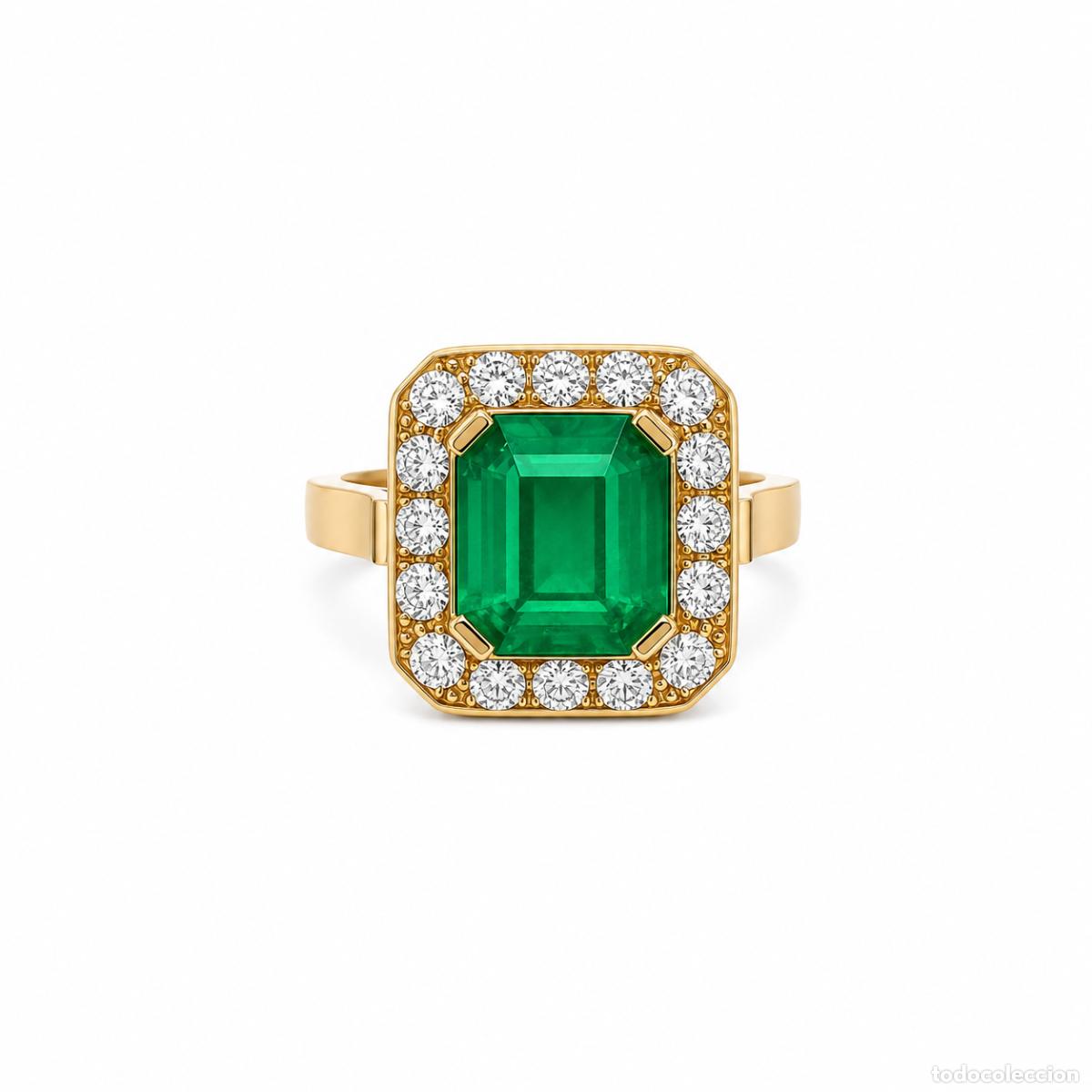 Joyeria: &ldquo;Anillo Emperatriz&rdquo; de Esmeralda y Diamantes &ndash; Dise&ntilde;o Cl&aacute;sico en Oro Amarillo