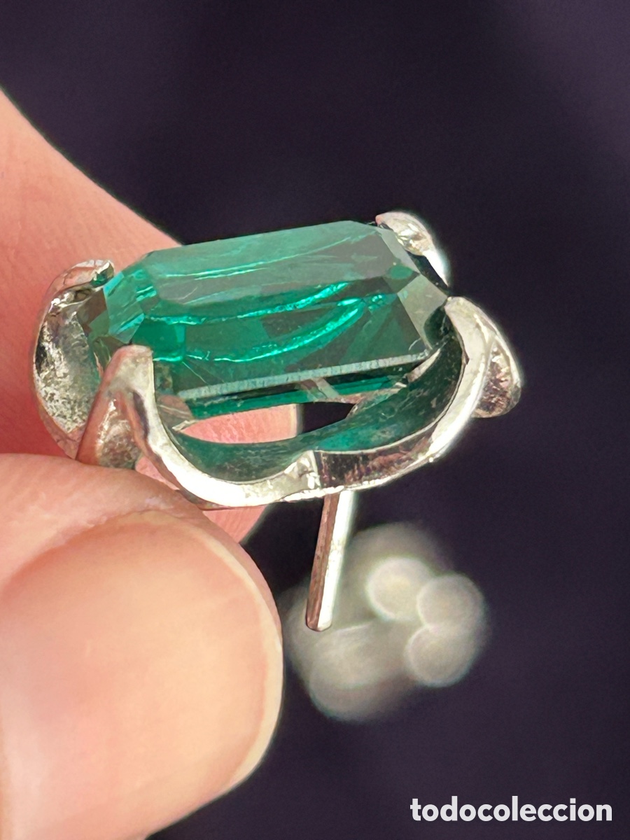 Joyeria: Pendientes de plata con cristal tallado en verde - Foto 3