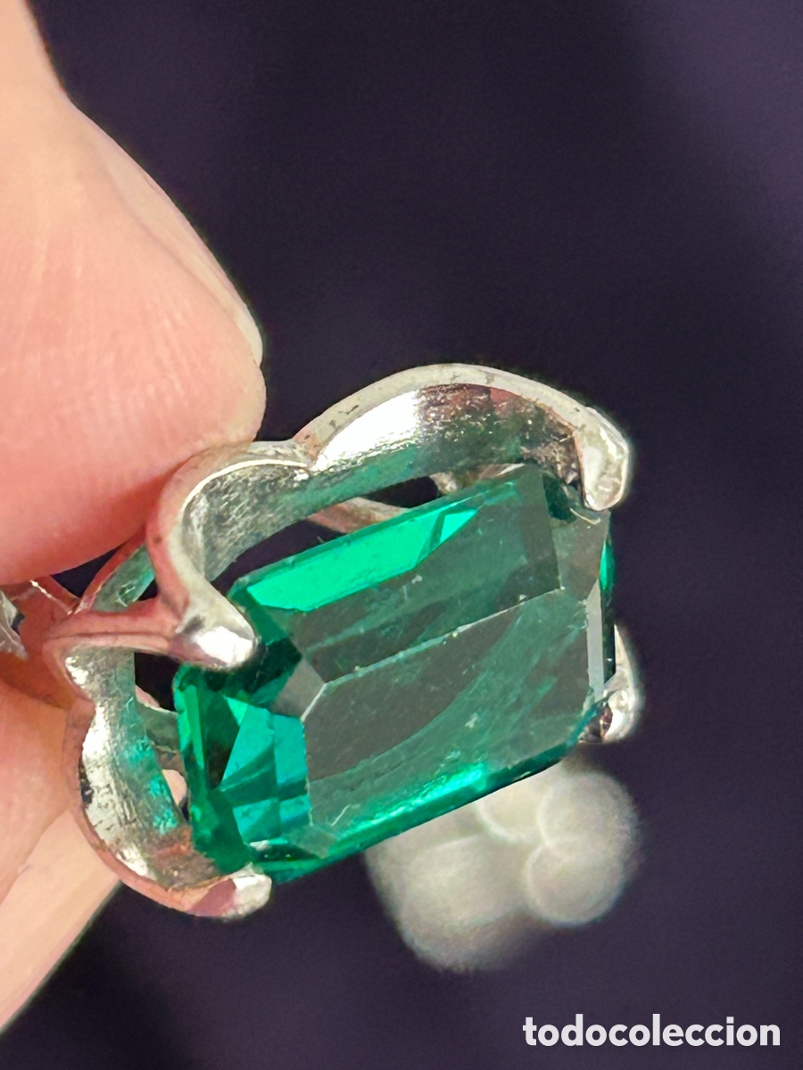 Joyeria: Pendientes de plata con cristal tallado en verde - Foto 4