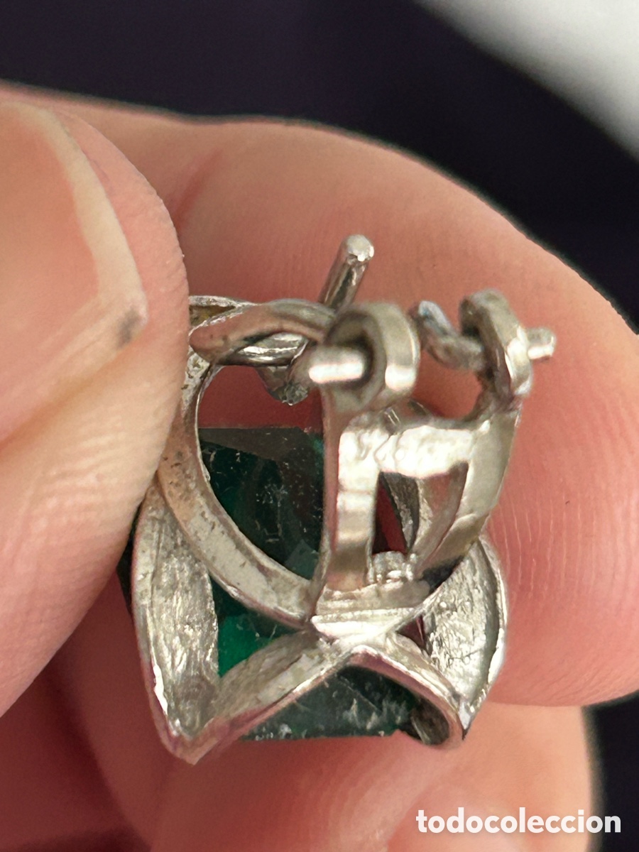 Joyeria: Pendientes de plata con cristal tallado en verde - Foto 5