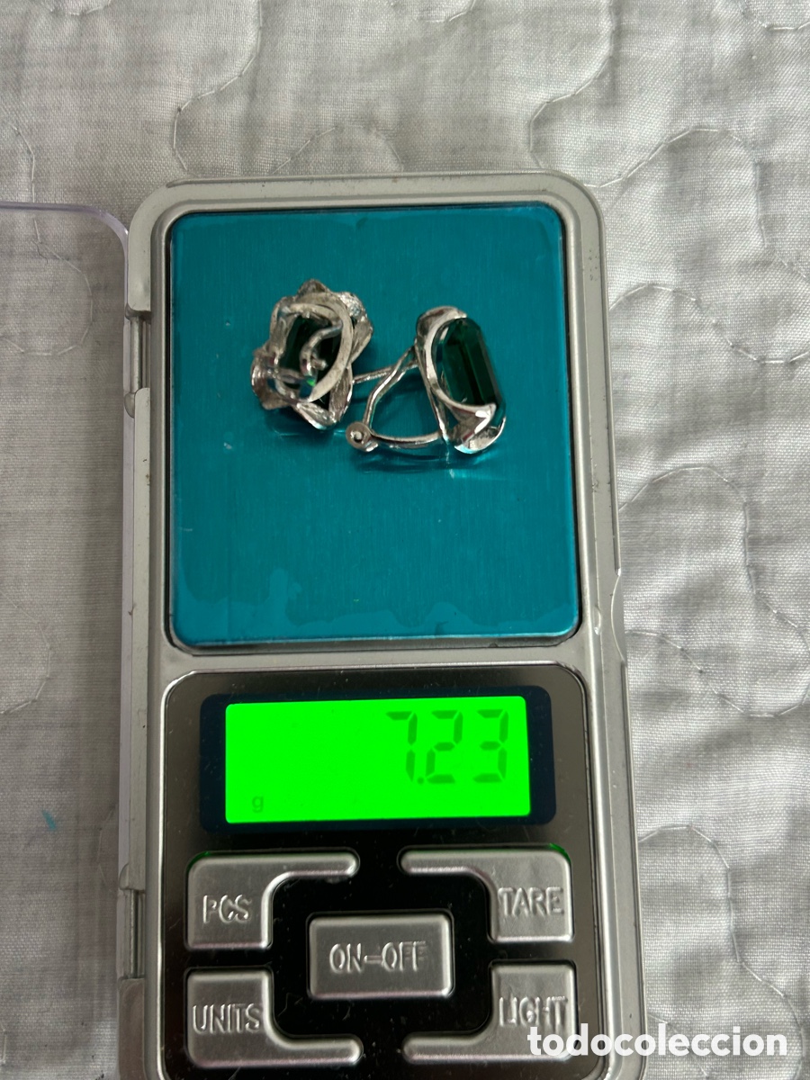 Joyeria: Pendientes de plata con cristal tallado en verde - Foto 6