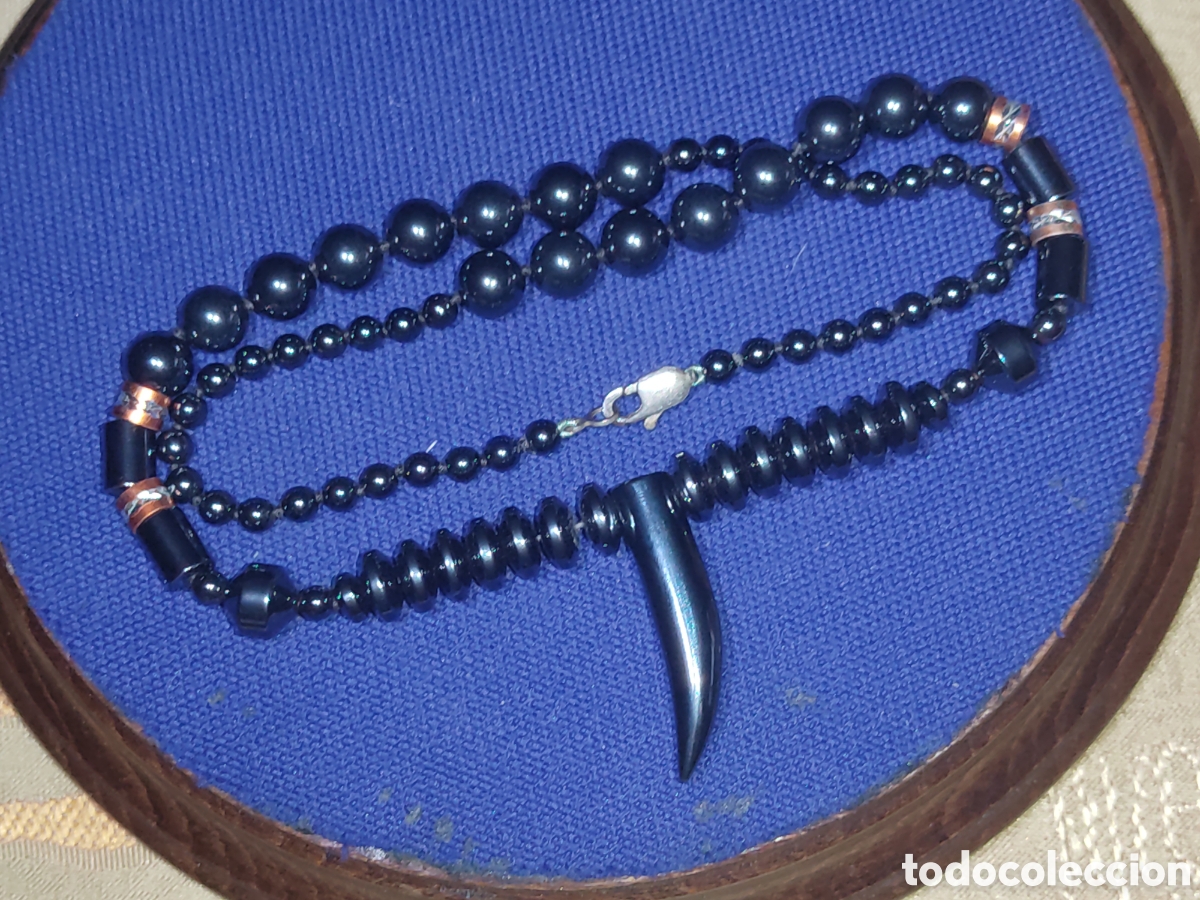 Joyeria: Collar colmillo con Hematita.Vintage. - Foto 3