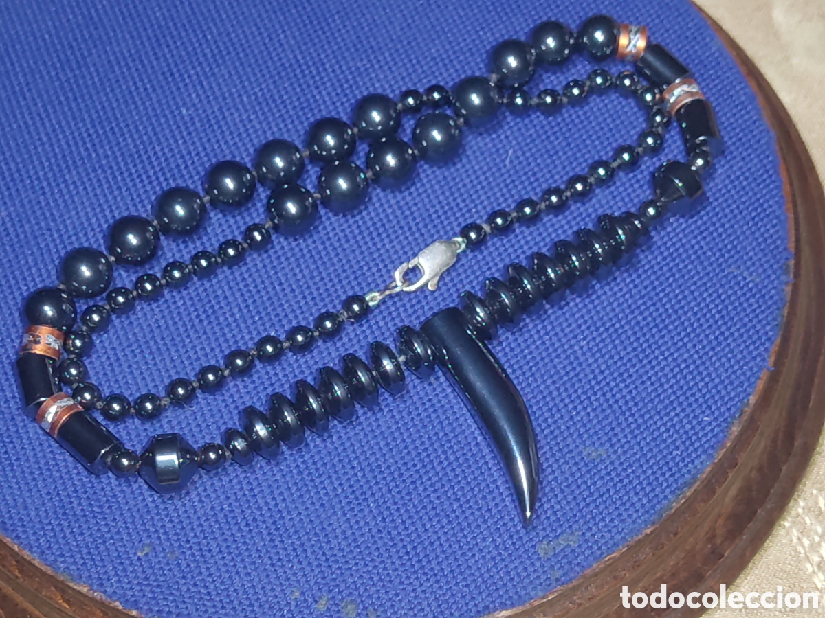 Joyeria: Collar colmillo con Hematita.Vintage. - Foto 4