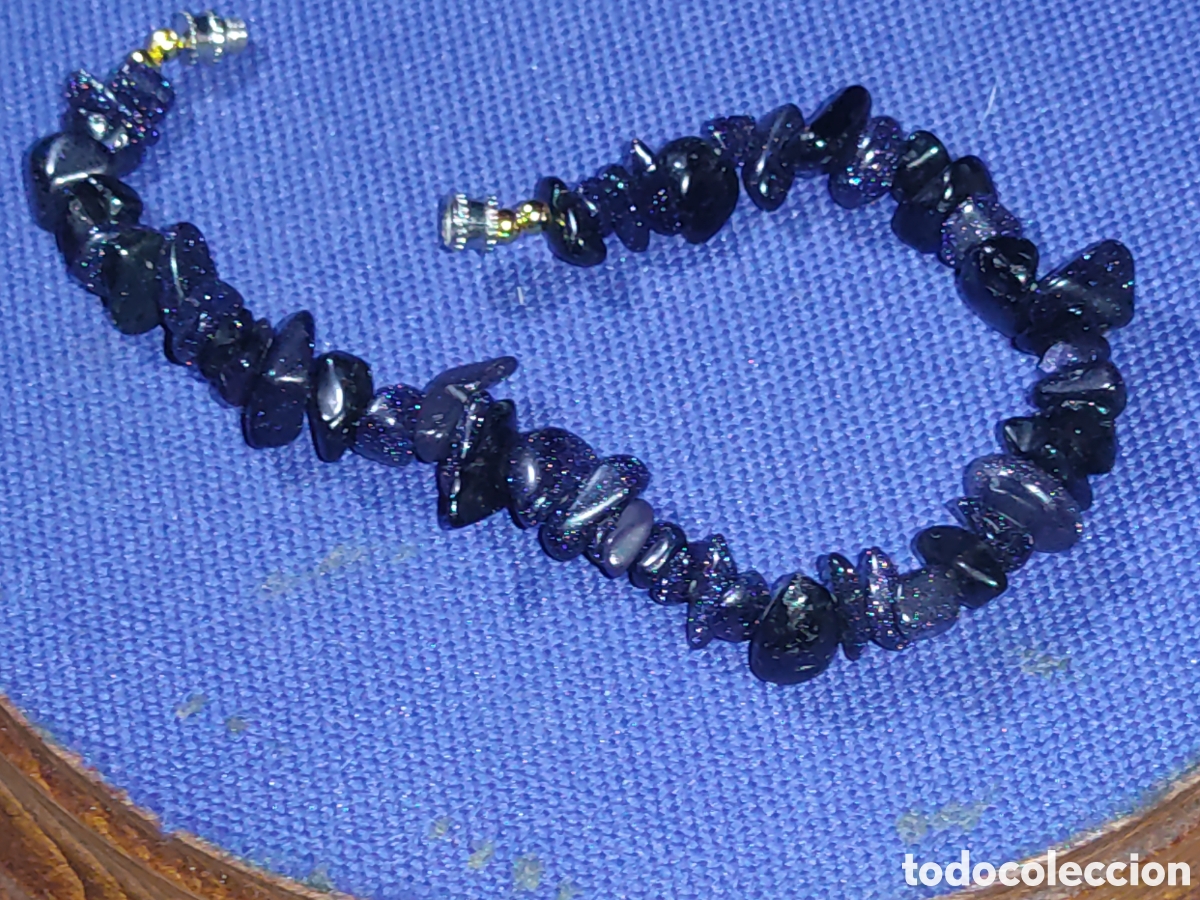 Schmuck: Pulsera de pedrer&iacute;a cor azul espacial.Vintage.