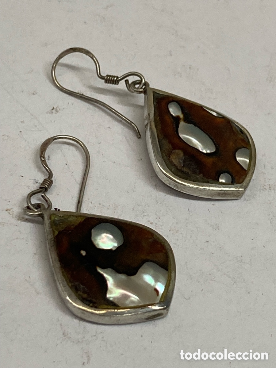 Joyeria: Pendientes de plata y n&aacute;car P491 - Foto 1