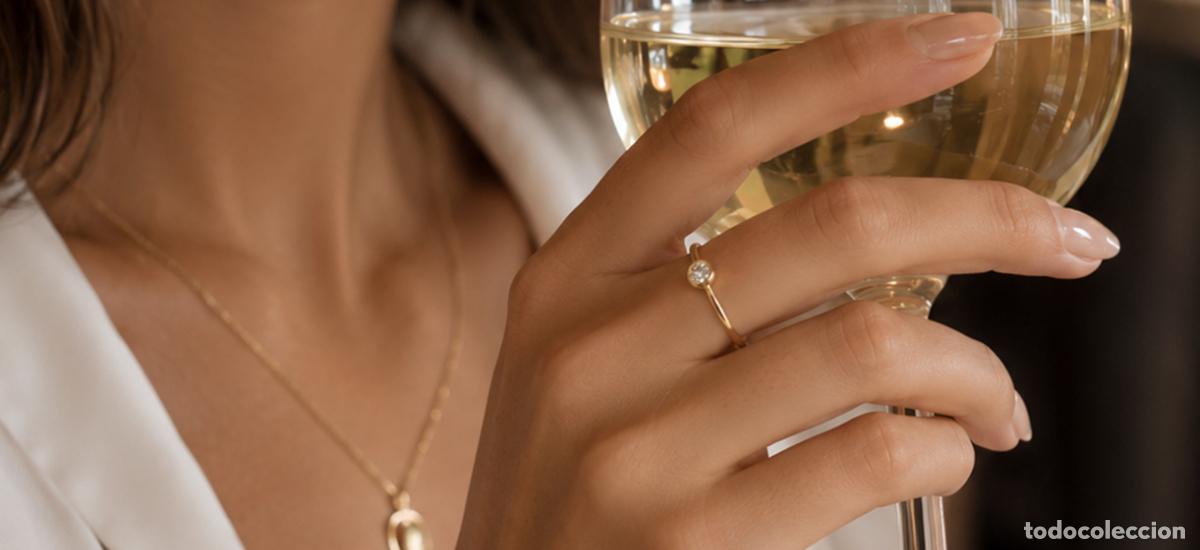Joyeria: ORO LEY 18 KTES: ANILLO SOLITARIO JOYER&Iacute;A DISE&Ntilde;O MINIMALISTA CON GENU&Iacute;NO DIAMANTE: SORTIJA ORO 750