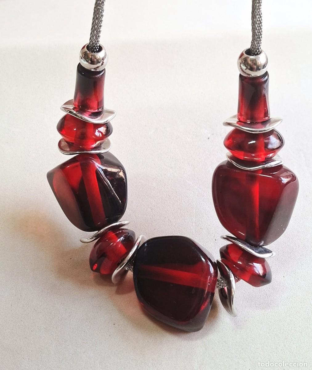Joyeria: COLLAR VINTAGE DE CRISTAL DE BOHEMIA COLOR GRANATE - 122 g.