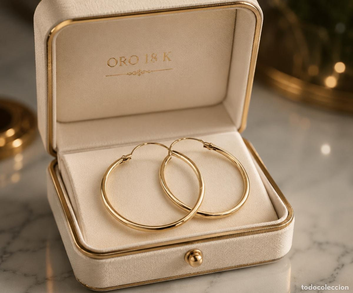Gioielleria: ORO 1&ordf; LEY 18 KILATES &middot; PENDIENTES DE FINOS AROS EN ORO AMARILLO BRILLANTE 750 &middot; 2.5 X 2.2 CM
