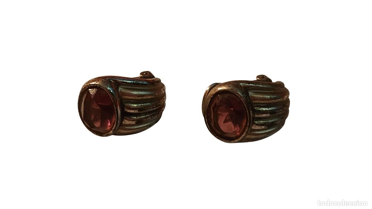 Gioielleria: Pendientes Vintage de Presi&oacute;n - Piedra Natural Lila - Plata o Metal Noble