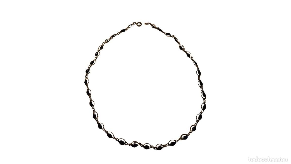 Joyeria: COLLAR VINTAGE PLATA 925 - PIEDRAS AZULES OVALES - A&Ntilde;OS 80-90
