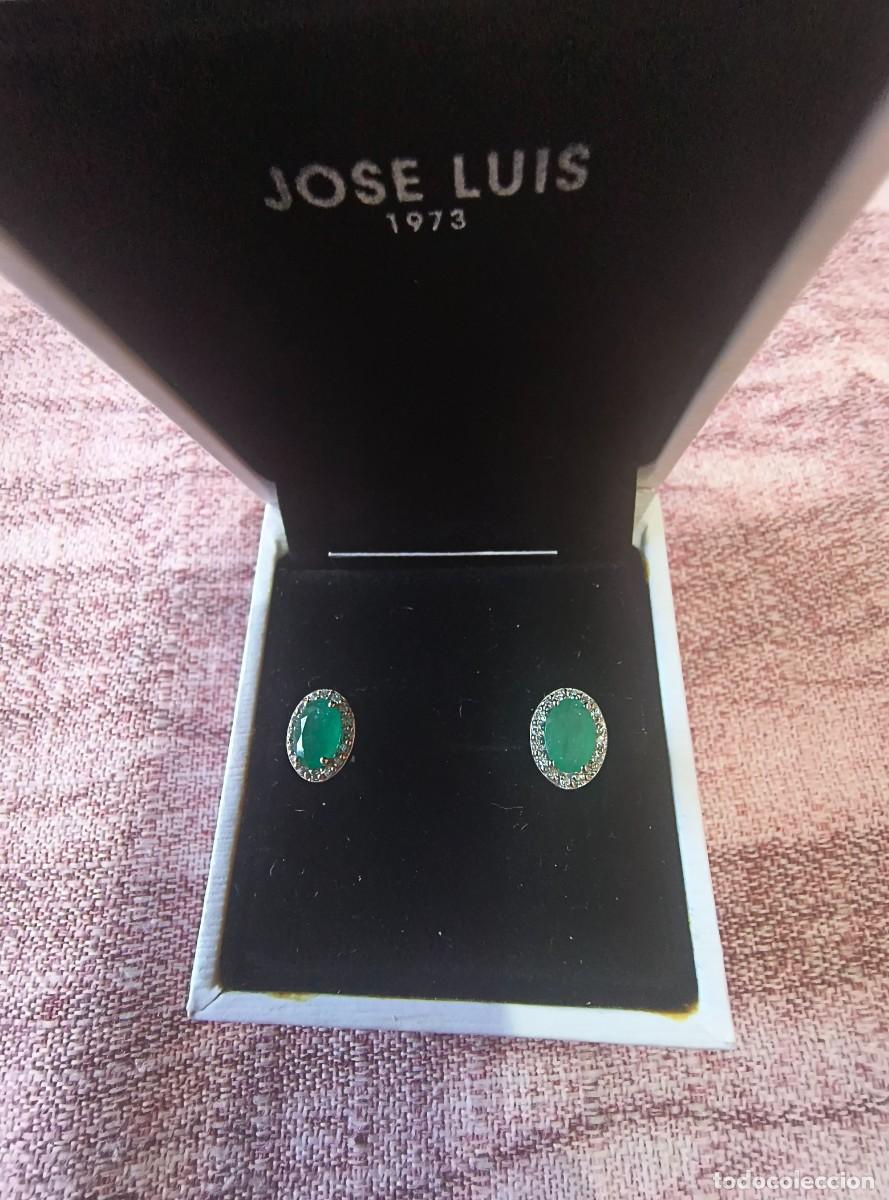 Joyeria: Pendientes oro blanco, 18 kilates con esmeraldas naturales