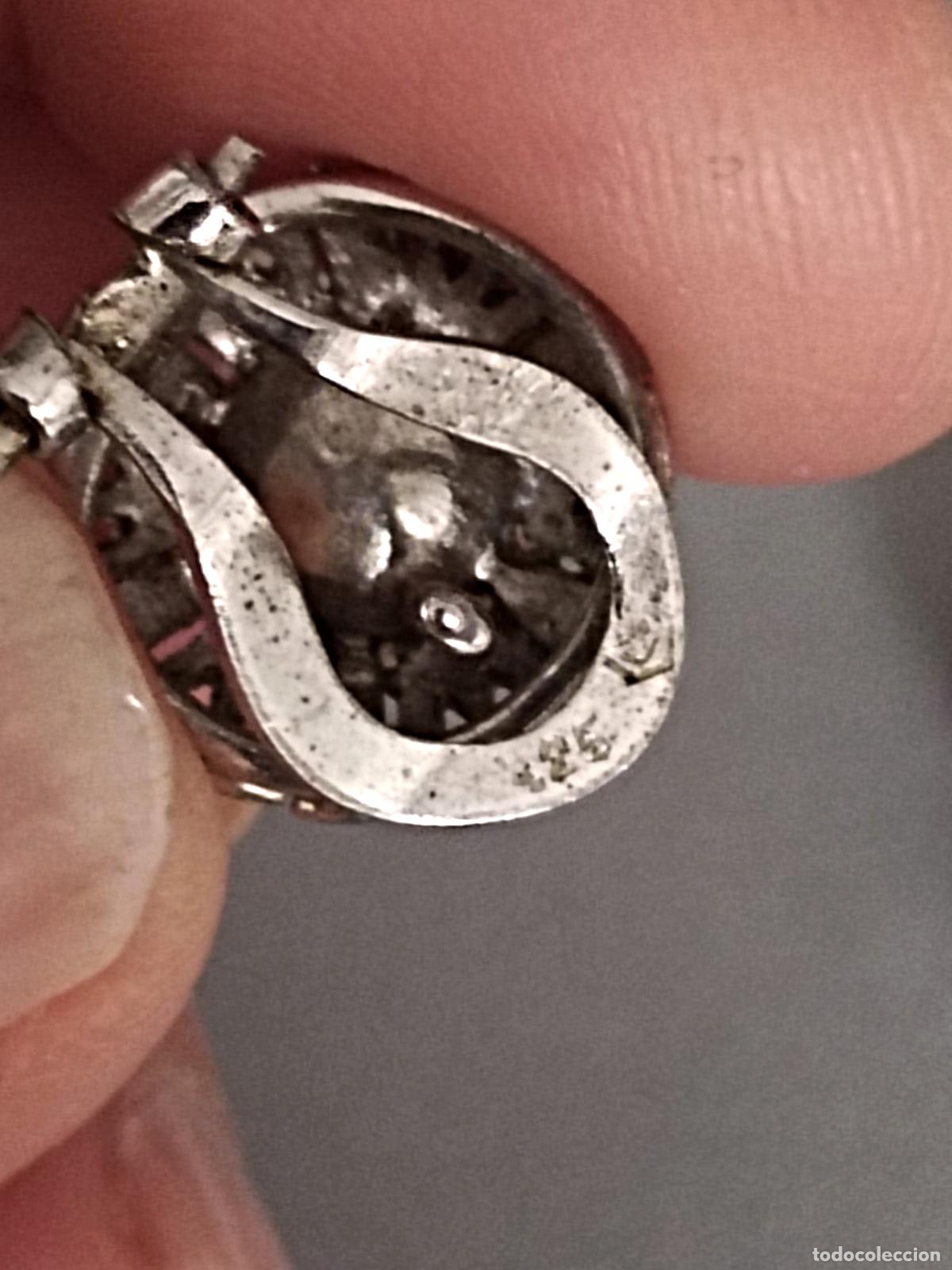 Joyeria: Antiguos pendientes de plata contrastada con perlas, cierre de omega. - Foto 3