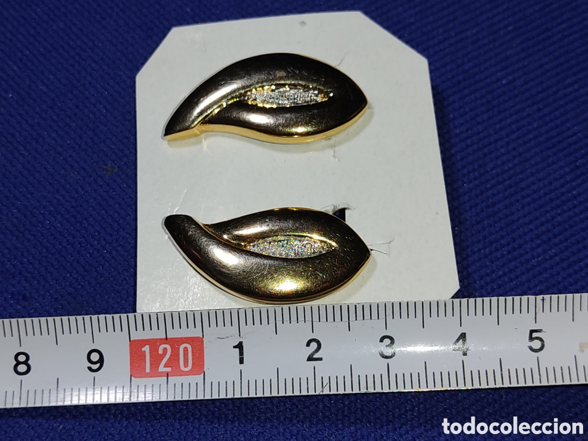 Joyeria: Pendientes de hoja con ba&ntilde;o de oro.Vintage. - Foto 3