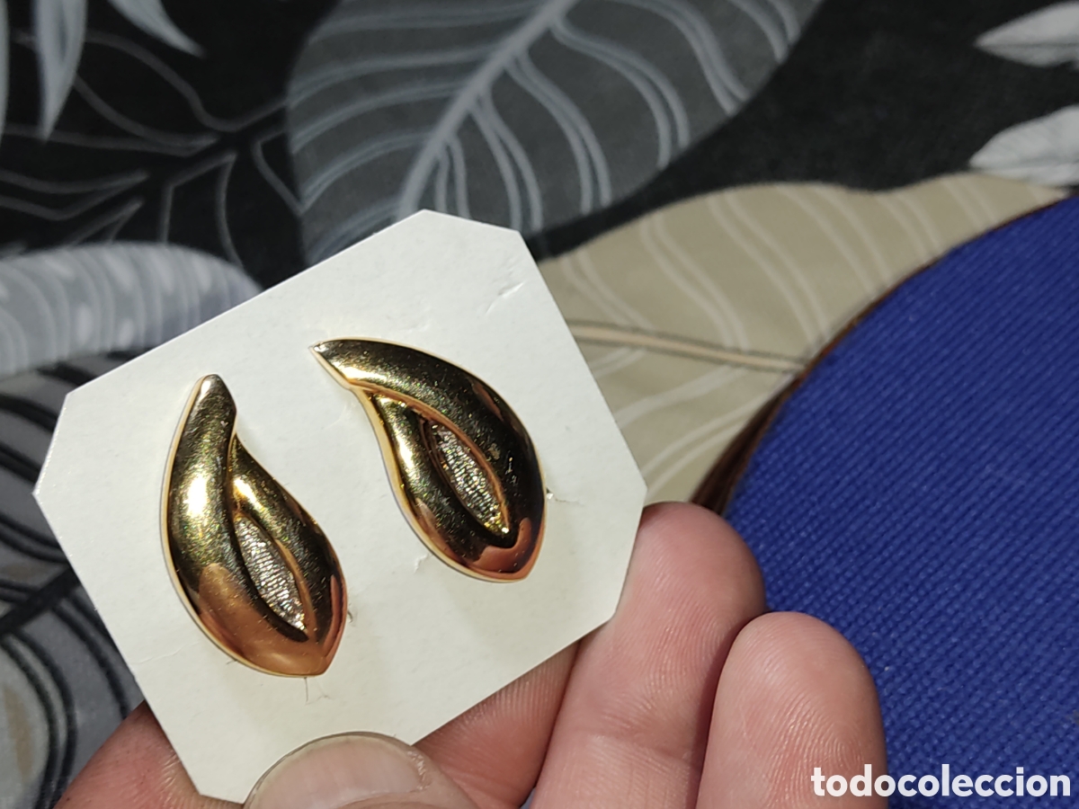 Joyeria: Pendientes de hoja con ba&ntilde;o de oro.Vintage. - Foto 6