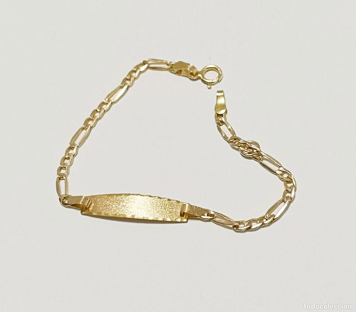 Joyeria: Esclava de beb&eacute; en Oro Amarillo de 18kt &ndash; Eslab&oacute;n F&iacute;garo &ndash; 13.5 cm